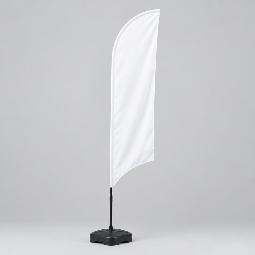 Beach flag blanc sur son pied