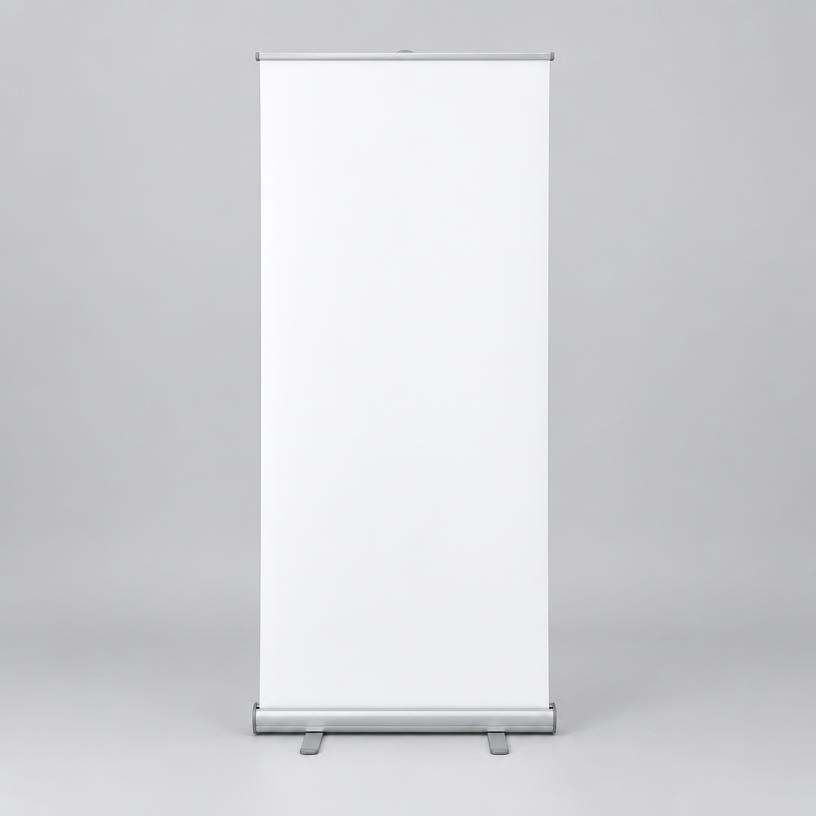 Roll-up blanc déroulé