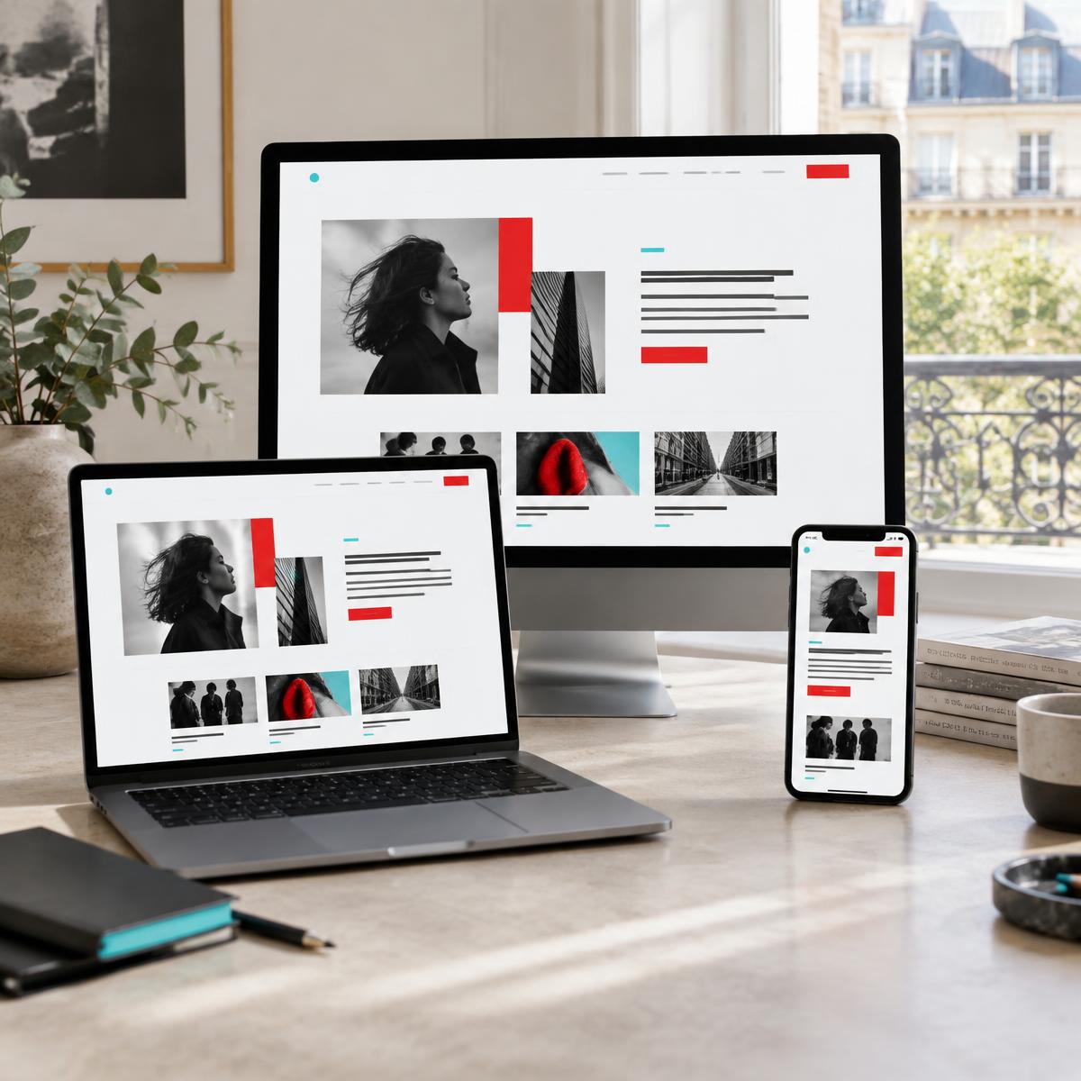 Site internet décliné sur ordinateur, tablette et smartphone