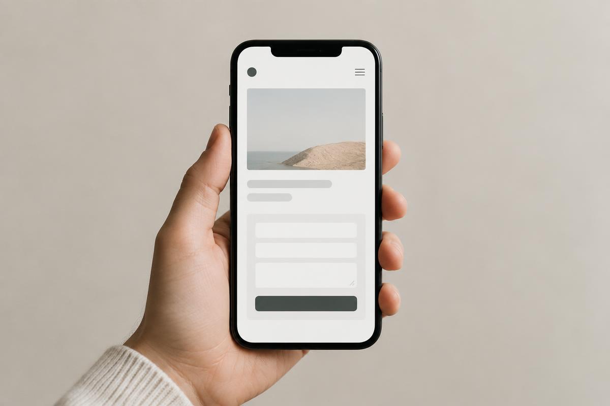 Page de campagne avec formulaire affichée sur un smartphone