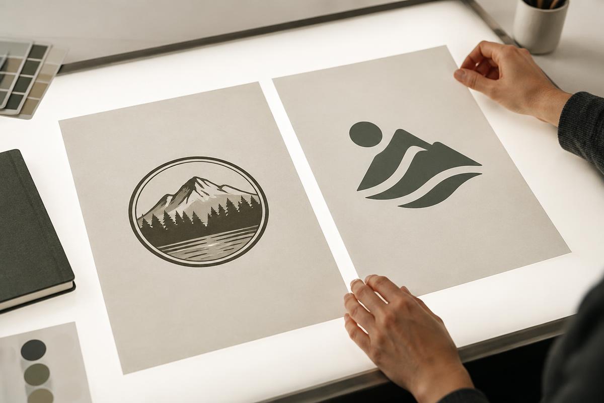 Comparaison entre un ancien logo et sa version modernisée
