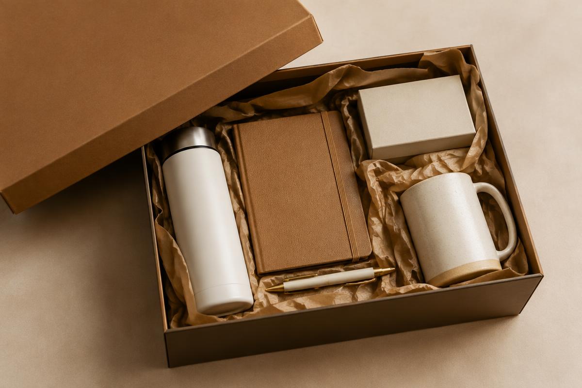 Coffret cadeau d'entreprise avec objets premium