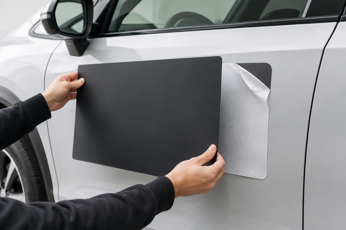 Pose d'un panneau amovible sur une portière de voiture