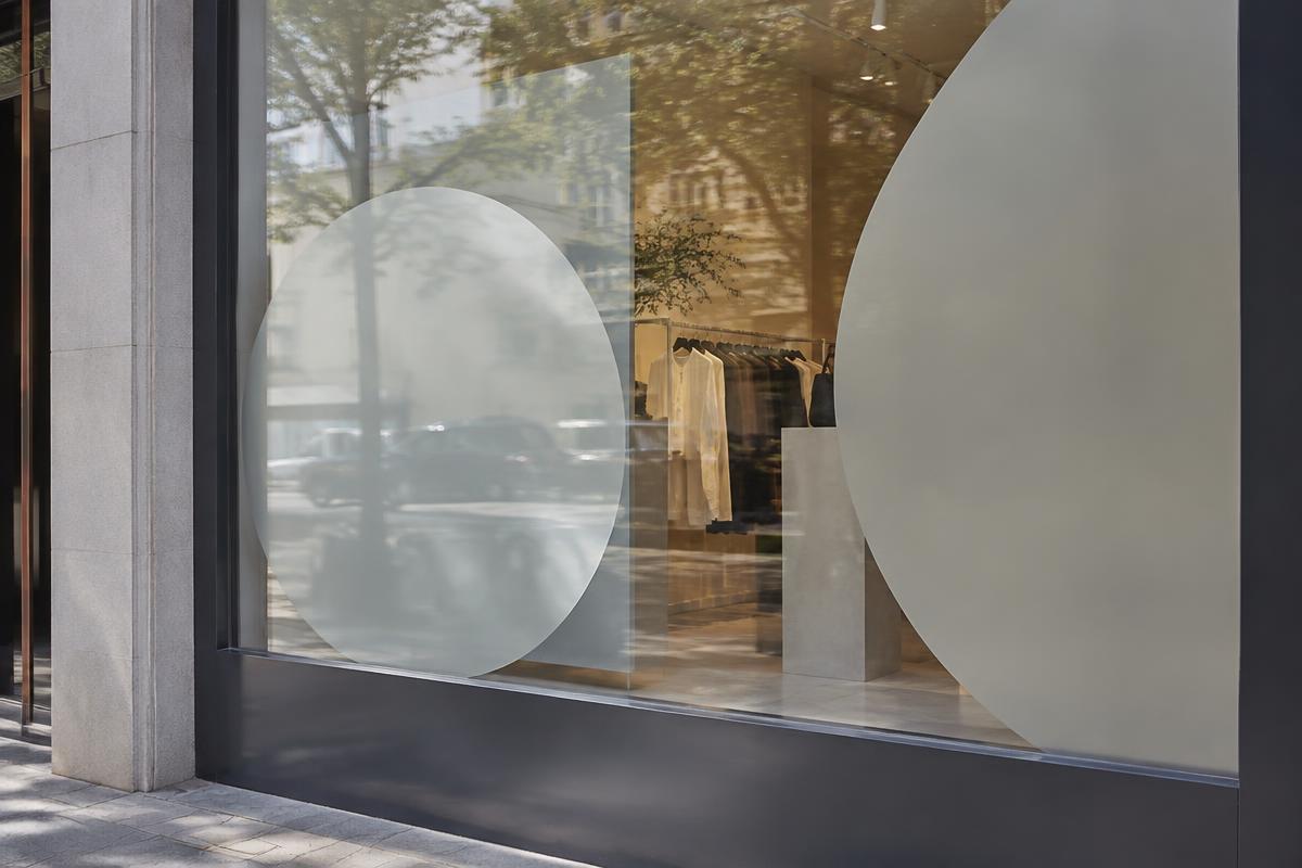 Vitrophanie posée sur une vitrine de commerce